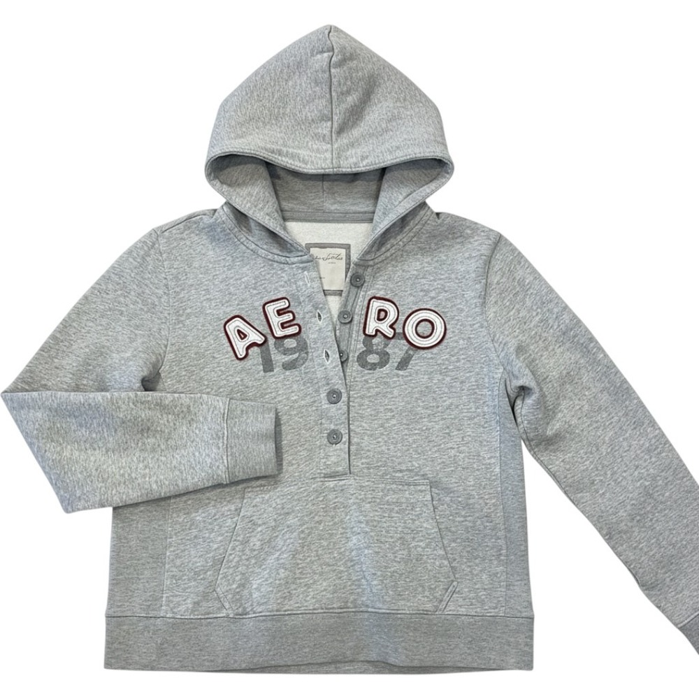 Y2K Aeropostale Hoodie Henley Sweatshirt Womens Graphic XL Back to School Casual